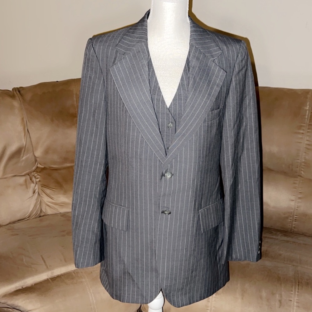 YVES SAINT LAURENT Pinstripe Blazer and Vest Set